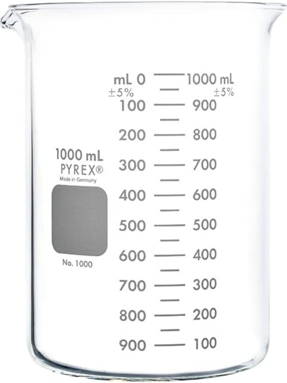 Premium Borosilicate Glass Beaker Set - 1L Graduated Measuring Beakers with